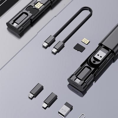 Travel Multi-Functional Adapter Kit with Built-In Data Cable Storage 6 In 1 Adapters for Type C 8-pin And USB Connections Portable Compact Box