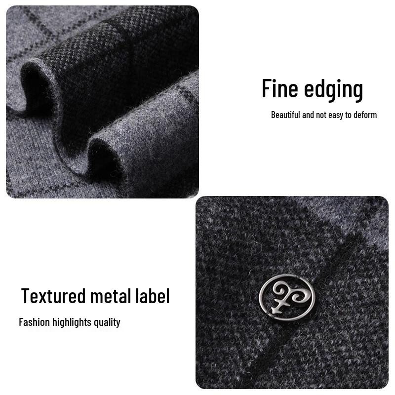 Hengyuanxiang Men's Pure Cashmere Plaid Scarf