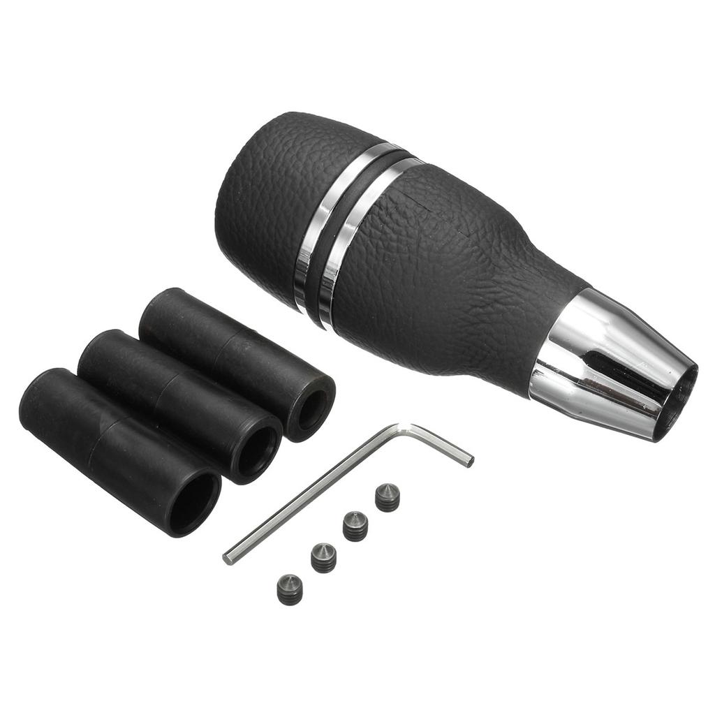 Buy Universal Black Chrome Automatic Leather Car Gear Shift Knob Stick Shifter Lever Knob