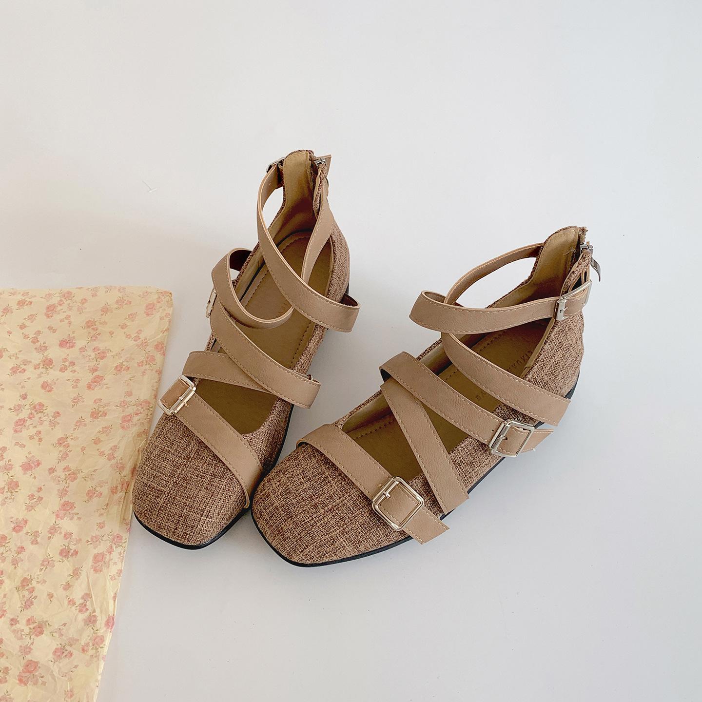 

Retro French flat bottom inner height increase shallow mouth single shoes women s summer 2025 new with skirt versatile round head Mary Jane shoes 40 хаки