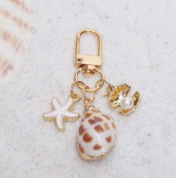 

and elegant conch faux pearl bag charm keychain #2 One Size