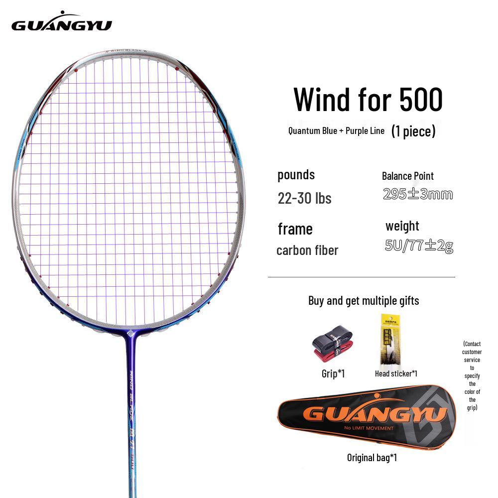 Wind Blade 500 Carbon Fiber Badminton Racket, Speed Offensive 5U, Unisex Professional.