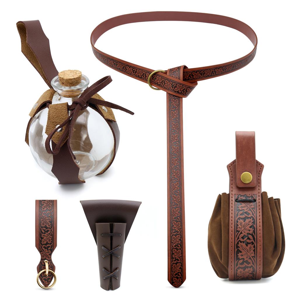 Medieval Viking Vintage Celtic Belt Medicine Bottle Cosplay Halloween Costume Accessories Props