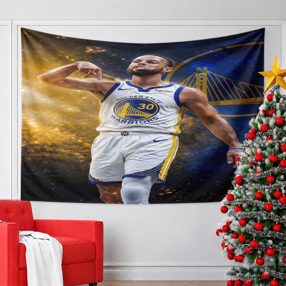 "Golden State Warriors Basketball Player" Pattern Wall Hanging Tapestry Decorative Tapestry Home Decor for Bedroom and Living Room