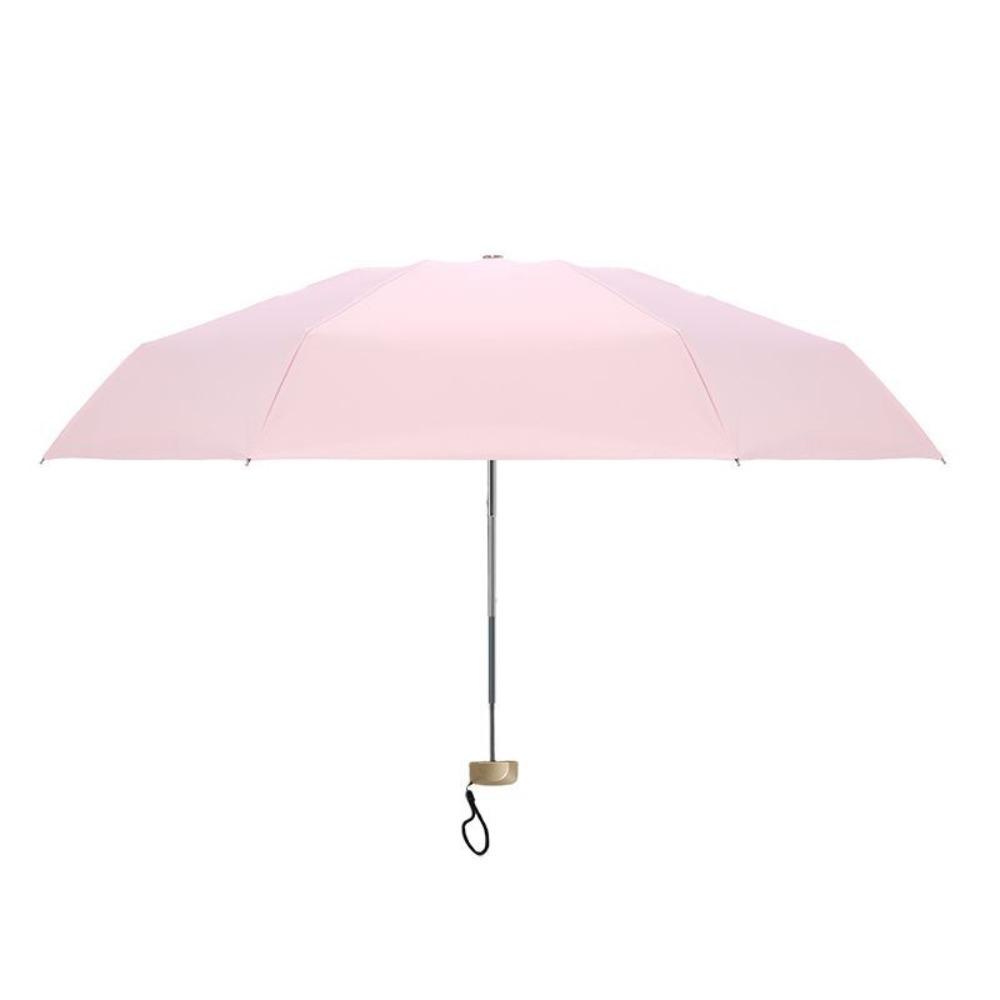 Portable 3 - Fold 6 - Rib Ultra - Light Student Umbrella, Manual Thick - Black - Glue Feather Umbrella for Rain and Sun