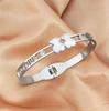 High-End Women's Silver Titanium Steel Zircon Bangle Bracelet