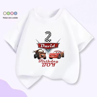 Kinder-Autos-Thema McQueen Bucktooth T-Shirt - Cartoon-Print Baumwolle Kurzarm für Jungen & Mädchen