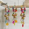 Parrot Mental Stimulation Toy Bell Toy Bird Chew with Colorful Beads And Resistant Chain Cage Accessory for Budgies Conures Parakeets Cockatiels