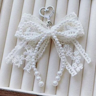 Sweet Lace Bow Beaded Keychain Phone Charm Pendant Bag Hanging Pendant Fashion Bags Keychain Accessories Cute Gift For Women