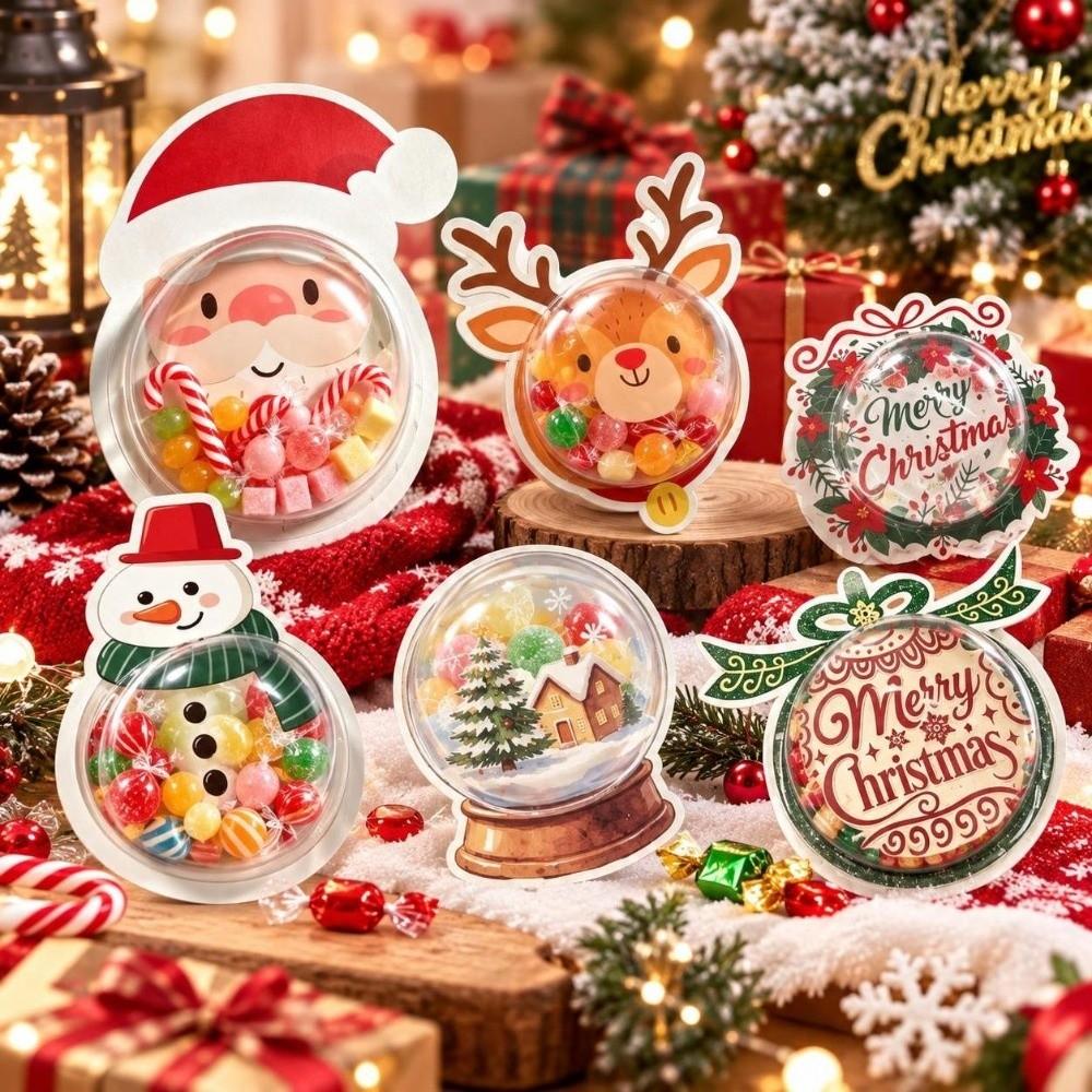 6 pcs Clear Plastic Christmas Candy Packaging Santa Claus DIY Gift Box  Christmas