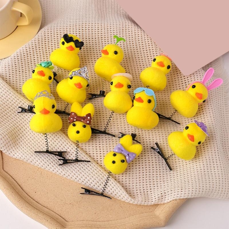 3D Tier Haarnadel Cartoon Gelbe Ente Haarspange Geburtstagsparty Haarspangen 12 STÜCKE Kinder Haarstyling-Accessoires