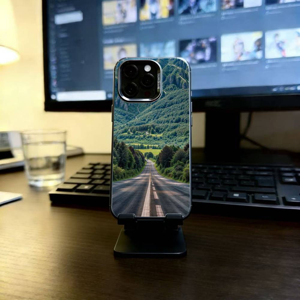 

Mountains And Lakes Phone Case For iPhone 17,16,15,14,13,12,11 Plus,Pro Max,XS,Colored Silver Plated Inside Cover iPhone15Plus