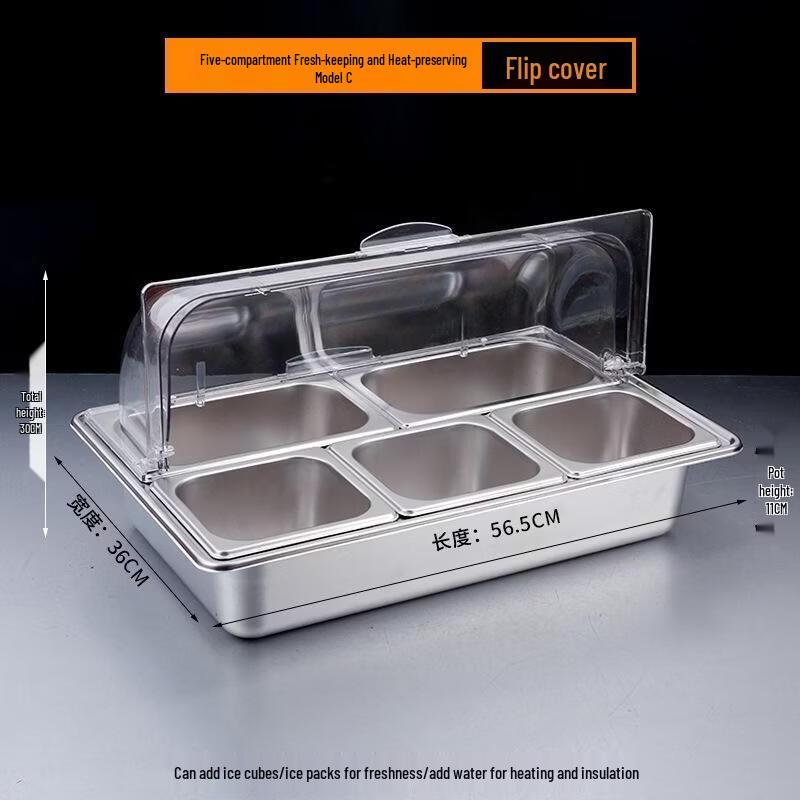 JINGRX 304 Stainless Steel Food Display and Fresh-keeping Set