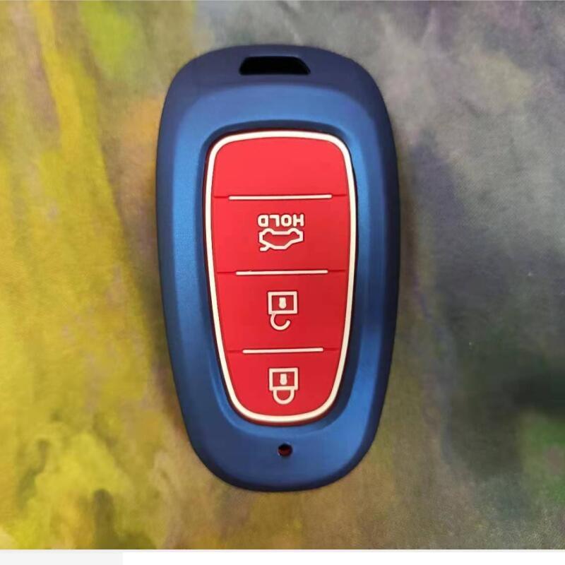 Carbon Fiber Abs +Silicone Car Key Fob Case Cover For Hyundai Solaris Sonata Hybrid Nexo Nx4 New Grand Santa Fe Tucson