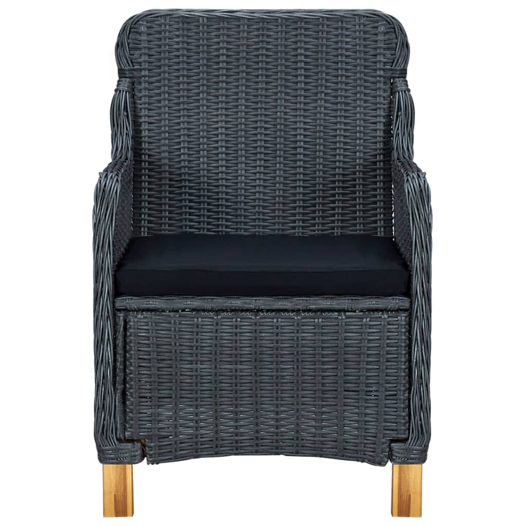 VidaXL Gartenstühle mit Kissen 2 Stk. Poly Rattan Dunkelgrau