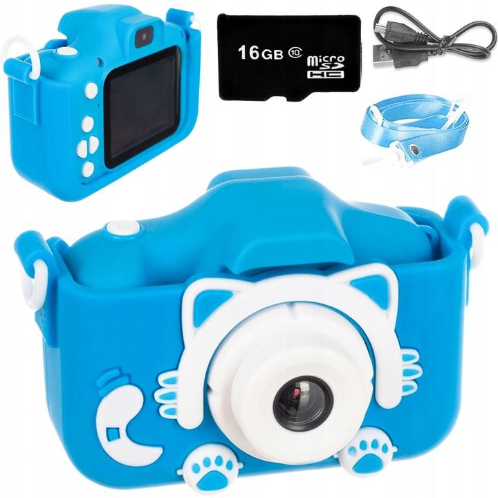 Aparat Fotograficzny Cyfrowy Kamera Dla Dzieci Kotek Gry Video + Karta 16Gb