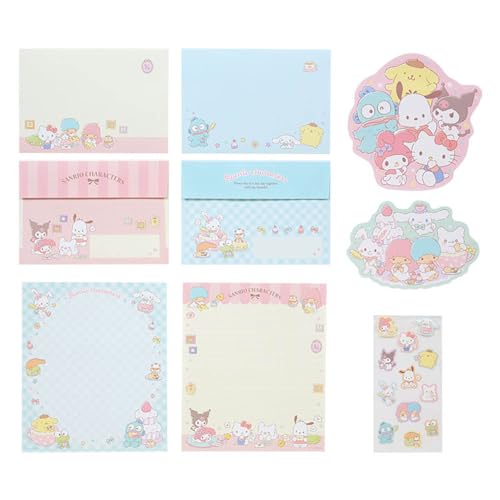 Sanrio 493945 Charakter Briefpapier Set Sanrio Charaktere Verpackung: Ca.. Breite 6,3 x Tiefe 0,3 x Höhe 8,7 Zoll (16 x 0,8 x 22 cm)