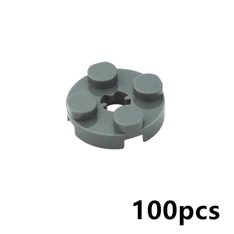 

MOC Parts 100PCS 2x2 Round plate with cross shaft hole DIY Building Blocks Bricks Compatible with 4032 Educational Technical Toy