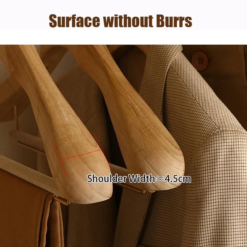 4cm Wide Shoulder Wooden Hanger,Cinnamomum Wood Clothes Rack with Velvet Crossbar,Suit Hangers with Non-Lacquer Smooth Surface