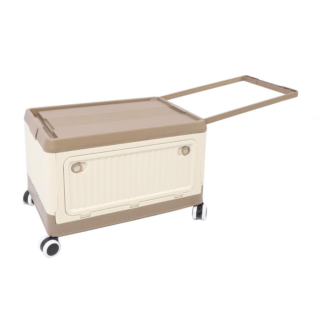 Folding Storage Bin with Lid Wheels PP Stackable Rolling Utility Storage Box Container with Handle