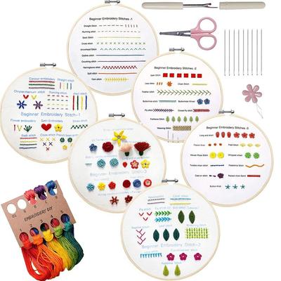 Kit de práctica de bordado con cinta, costura, pintura, puntada de bordado, punto de cruz para principiantes