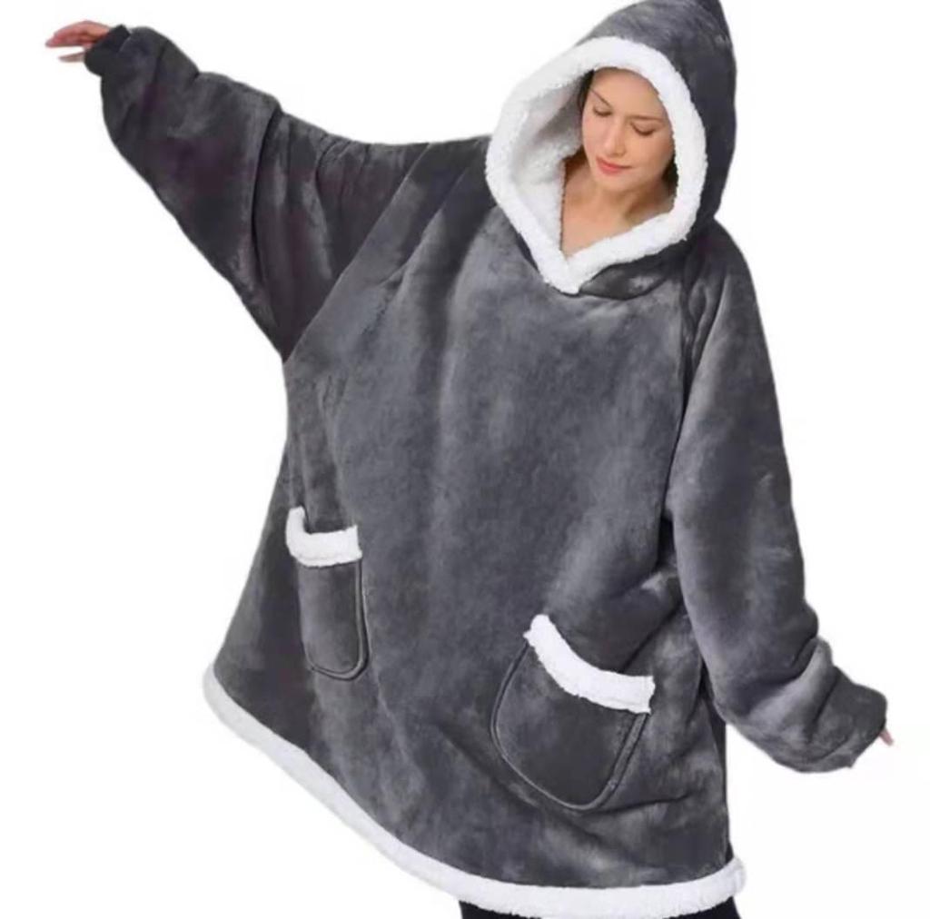 Cozy Hooded TV Blanket Pullover: Fleece Pajama Robe for Outdoor Cold Protection