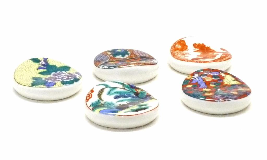 Hyakukaen Kutani Chopstick Rests of Kutani Historical Transfer Baked (Set 5) - Paintings, Paper,