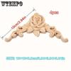 4Pcs Wood Appliques Onlays for Furniture, Handmade Carved Unpainted Corner Decoration for Home Wall Door Bed Cabinet Cupboard Retro Rose Pattern