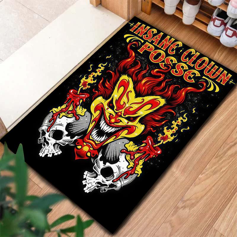 Dark Street Skull Pattern Square Carpet,Area Rug,Carpet Rug for Living Room Bedroom Sofa Playroom Decor,Non-slip Floor Mat,Holiday Birthday Gifts