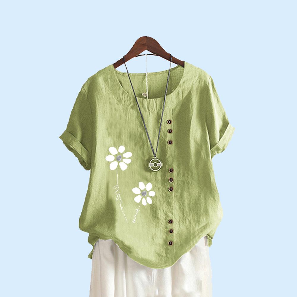 

Женский модный топ с короткими рукавами и принтом, повседневная летняя футболка с круглым вырезом, женские свободные блузки больших размеров XXXXXL зелёный