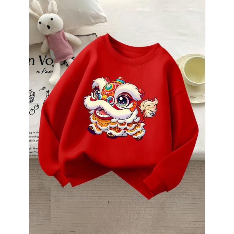 Girls' Fashion Round-Neck Sweatshirt, Casual Printed Top