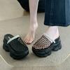 Fashion Ladies Shoes 2025 New Mesh Women's Closed Toe Slippers Platform breathable Crystal Sandals Outdoor Summer Casual Rome High Heels