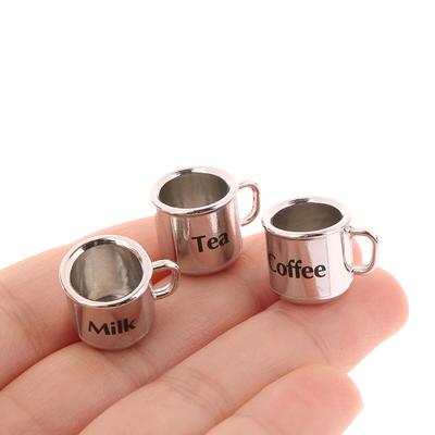 1/12 Dollhouse Mini Metal Coffee Tea Cup Model Dollhouse Kitchen Accessories Dolls House Decoration Toys
