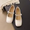 French Mary Jane Square Head Single Shoes Women's Summer 2026 New Flat Bottom with Skirt Ladyshoes Pregnant Women Evening Small Leather Shoes