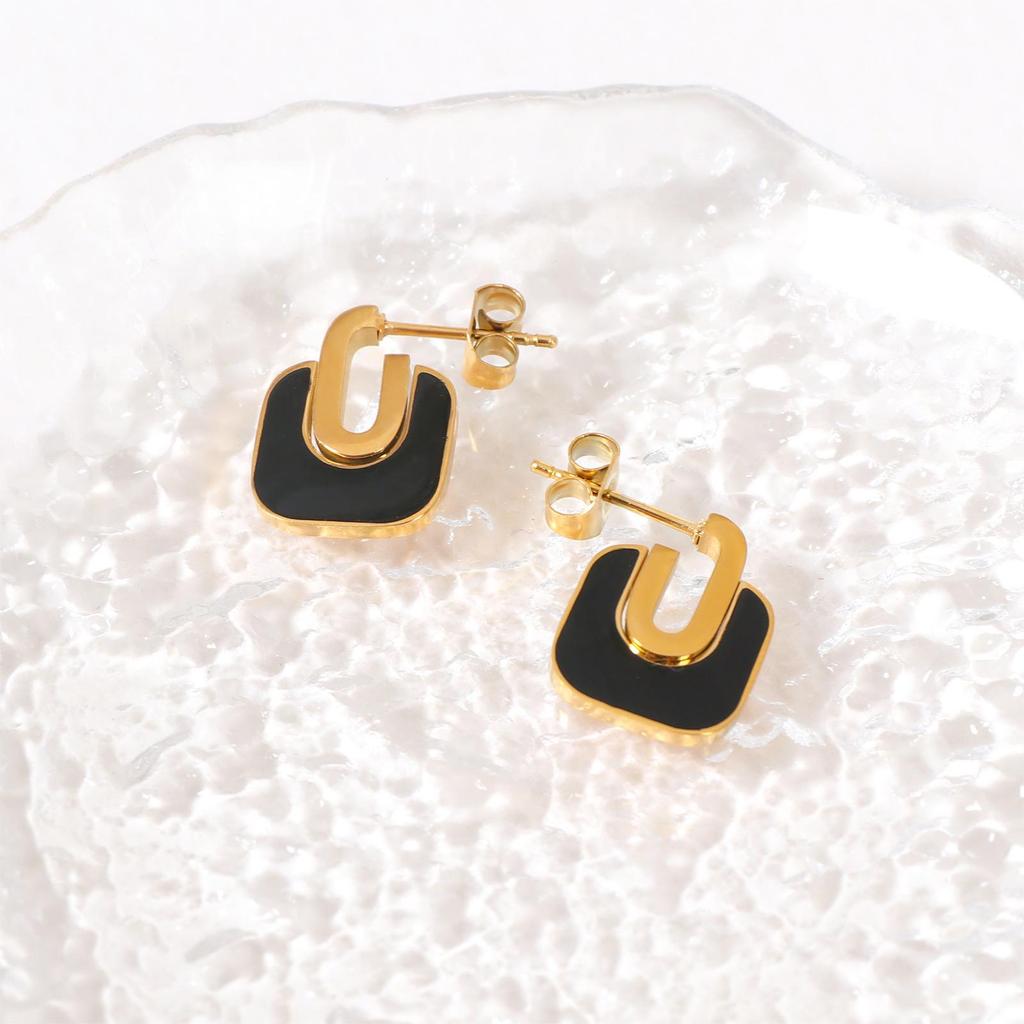 Retro Geometric Drip Oil Earrings: Women's Niche High-End European & American Luxury Studs