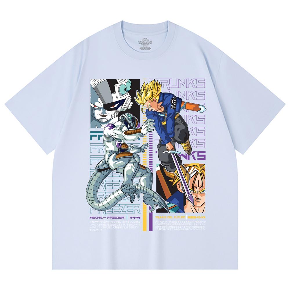 230 Gsm 100% Cotton Dragon Ball V50 Trunks Freeza Print Unisex Heavy Cotton T Shirt