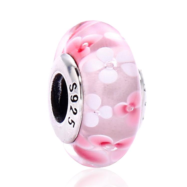 Brand New Authentic Original Copper Metal Flower and Leaf Cosmic Rainbow Charm Bead Component Murano Glass Bead Components Designed For Bracelet High