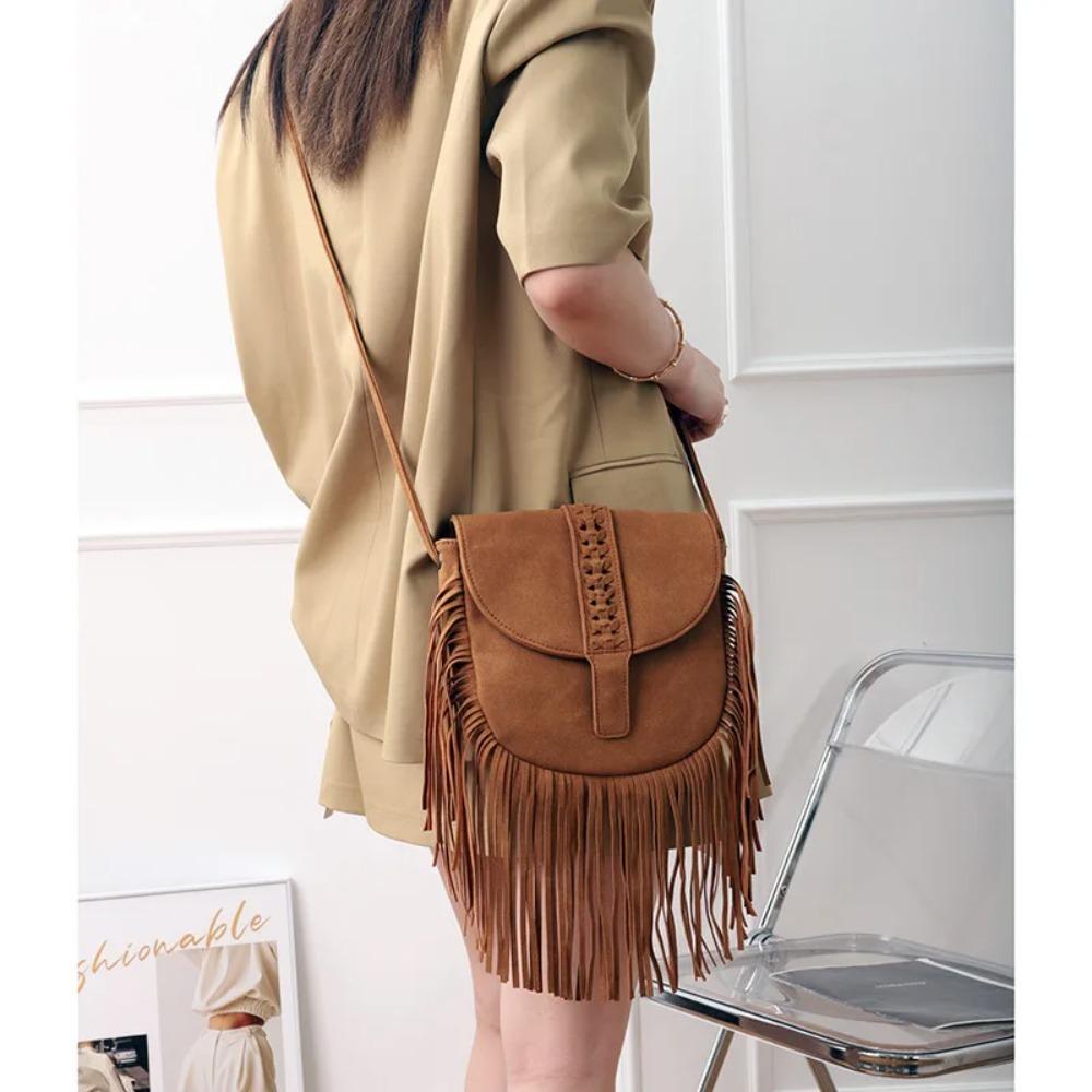 Faux Wildleder Leder Hippie Gypsy Boho Tasche Damen Handtaschen Tasche Vintage Fransen Quaste Bohemian Tasche Frauen Schulter Umhängetaschen