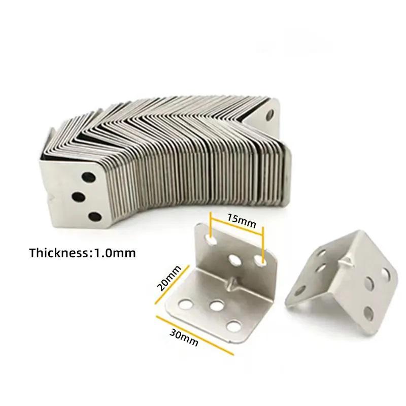 20pcs Stainless Steel L-Shaped Corner Code 90 Degree Laminated Furniture Plate Hardware Right Angle Bracket Cabinets Small