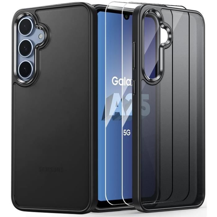 Coque et Verres Trempés - BOOLING - pour Samsung Galaxy A25 5G - Protection Antichoc - Anti-Rayures - Translucide