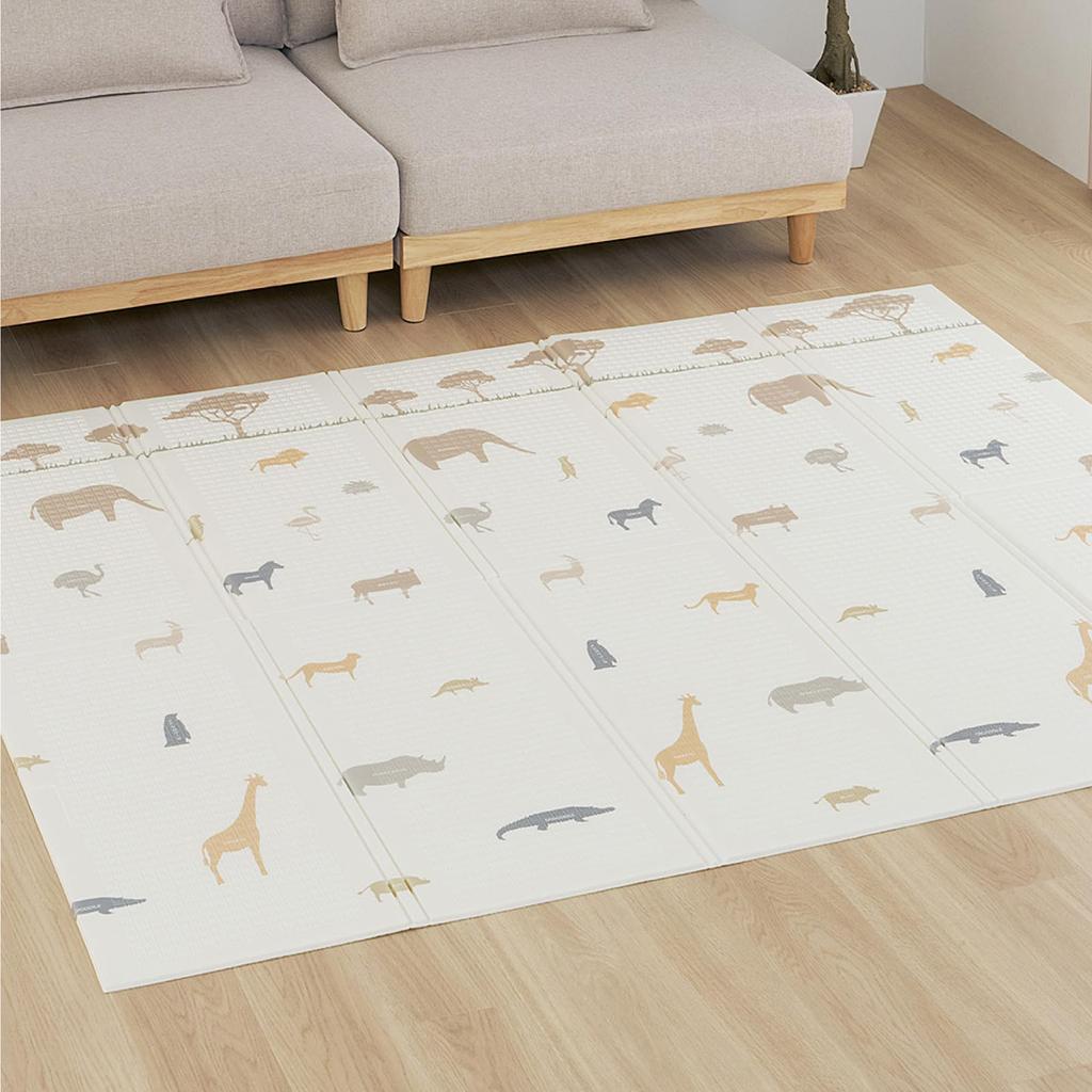Hagiwara Play Mat Ex-Animal Approx. 118 X 176cm Foldable Baby Water-repellent Reversible Compact Storage