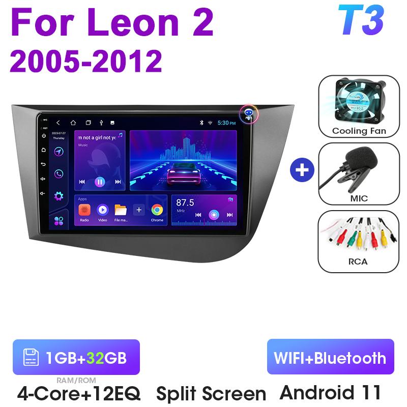 Android 12 Car Radio For Seat Leon 2 2005 - 2012 GPS Navigation 4G Carplay Auto 2 Din Stereo Intelligent Systems Smart Autoradio