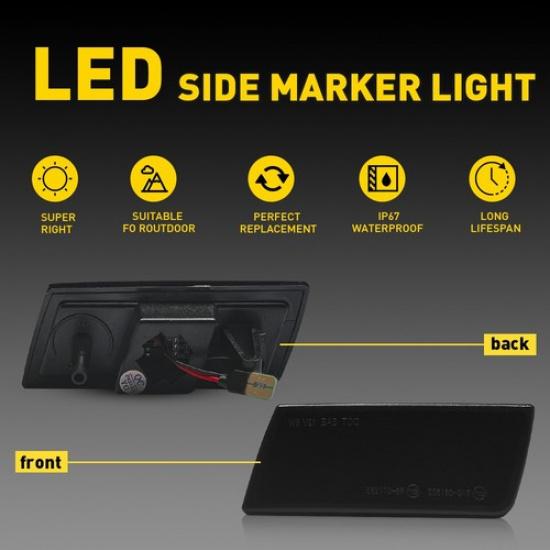 For Chrysler 05-14 300 [WHITE LED STRIP] Bumper Side Marker Lights Parking Lamps