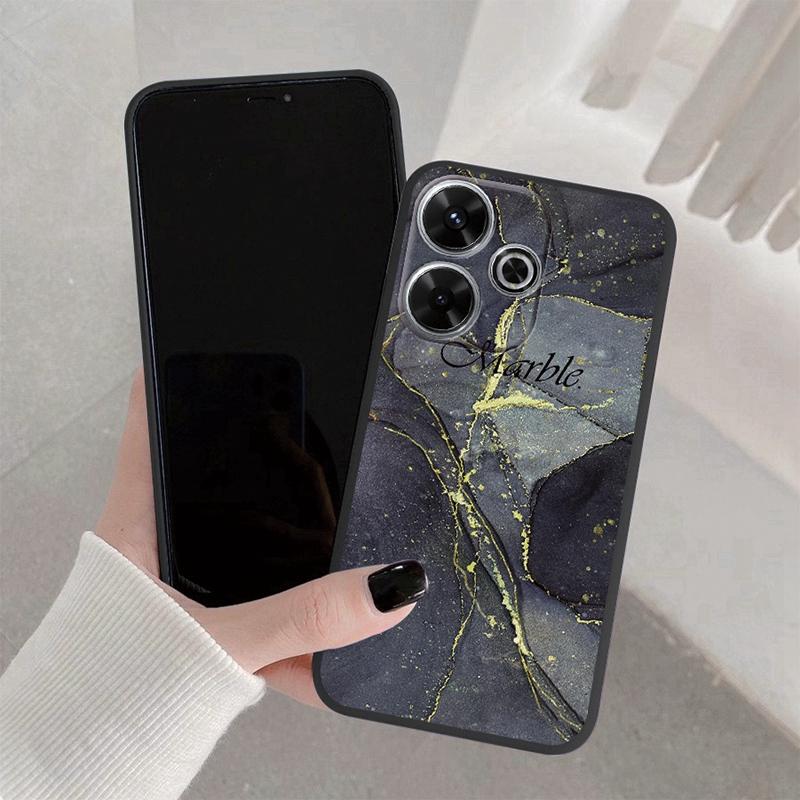 Marmorert mykt silikondeksel til Samsung A55 M35 S24 Redmi Note 13 Pro 13C 14 Xiaomi Poco C65 iPhone 15 Huawei Honor 200 Realme 9 kamera støtsikkert deksel