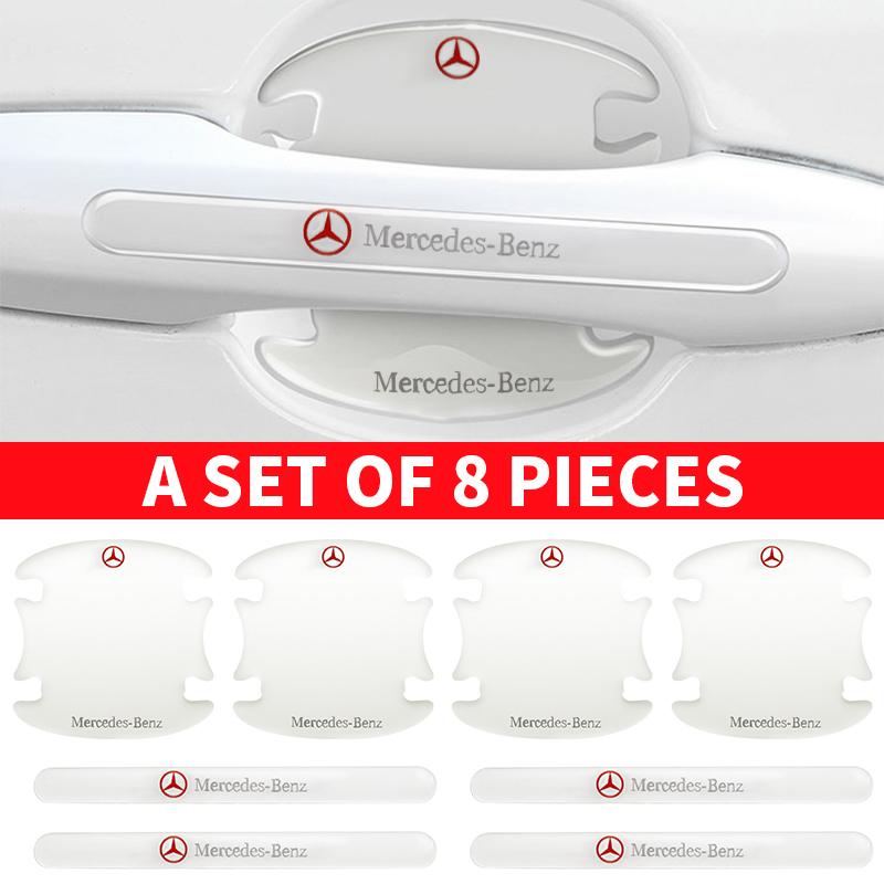 D44/8Pcs Car Door Handle Rubber Sticker Decal Decals For Mercedes Benz Amg B/C/E/S Class A Class C200L GLC GLK CLA W166 W221 W163