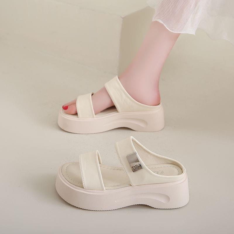 Temperament casual beach shoes wear new versatile thick-soled heightening cool slippers women's summer