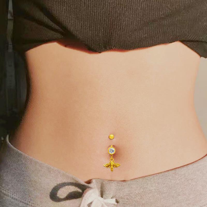 Gaibei Edelstahl Seepferdchen Bauchnabelpiercing mit buntem Diamanten - Modischer Piercing Schmuck