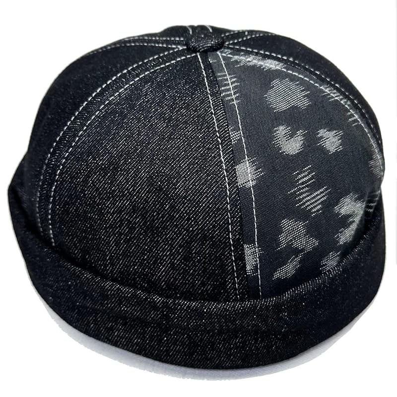 

[SIDE TRIP] original Kurume Kasuri fisherman cap roll cap denim Indigo dyeing tradition Fukuoka prefecture leopard print hat men s ladies gift present