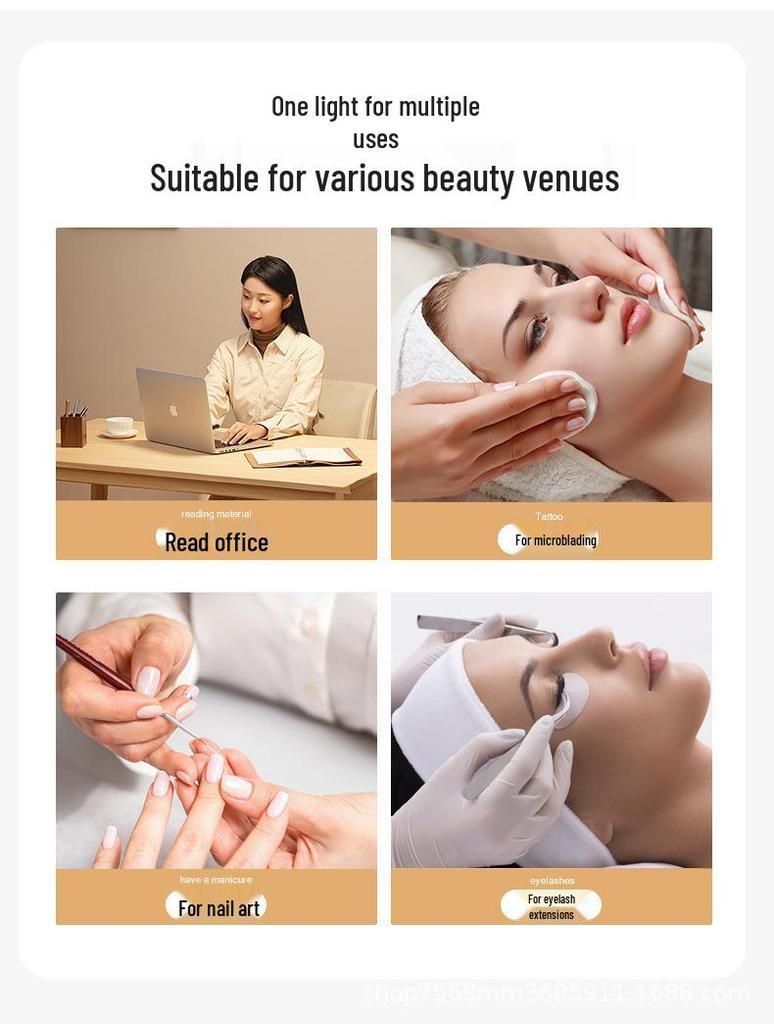 LED Clip-On Cold Light: Foldable Eye-Protective Reading Lamp for Beauty, Tattooing, Eyelash Extensions & Nail Art