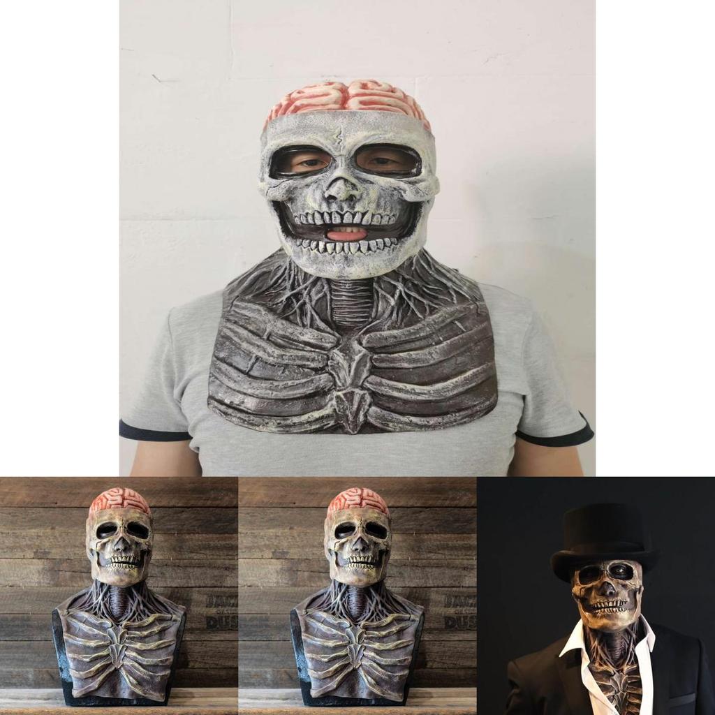 Creepy Skeleton Biochemical Mask For Halloween Festivities Full Cover Silicone Head With Hat